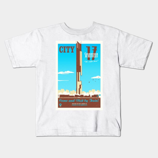 Visit City 17 (blue/brown) Kids T-Shirt by cunningmunki